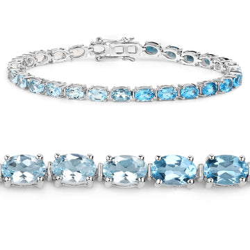 14.77 Carat Genuine Multi Stones .925 Sterling Silver Bracelet